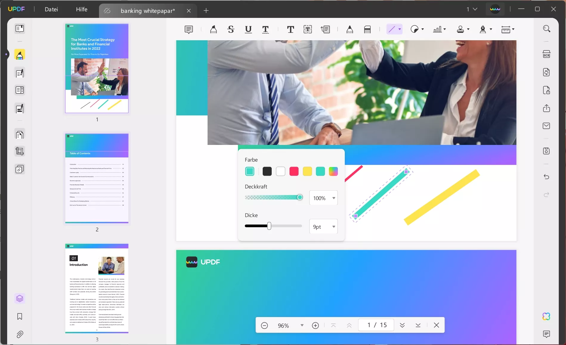 Linien in PDF zeichnen Linien zeichnen