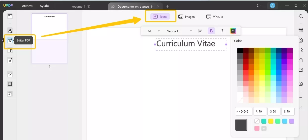 editar curriculum