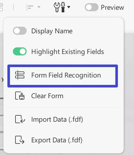 enable form field recognition