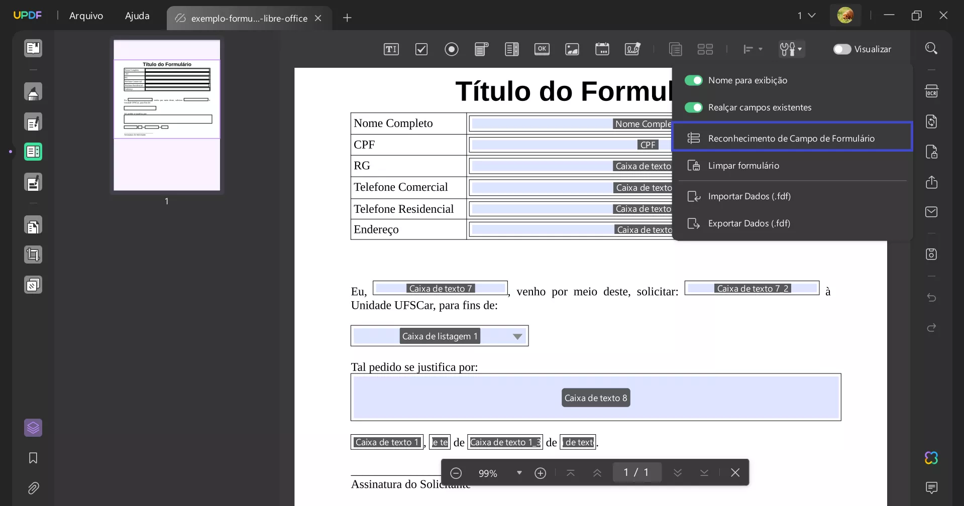 Converter PDF em Formulário Preenchível