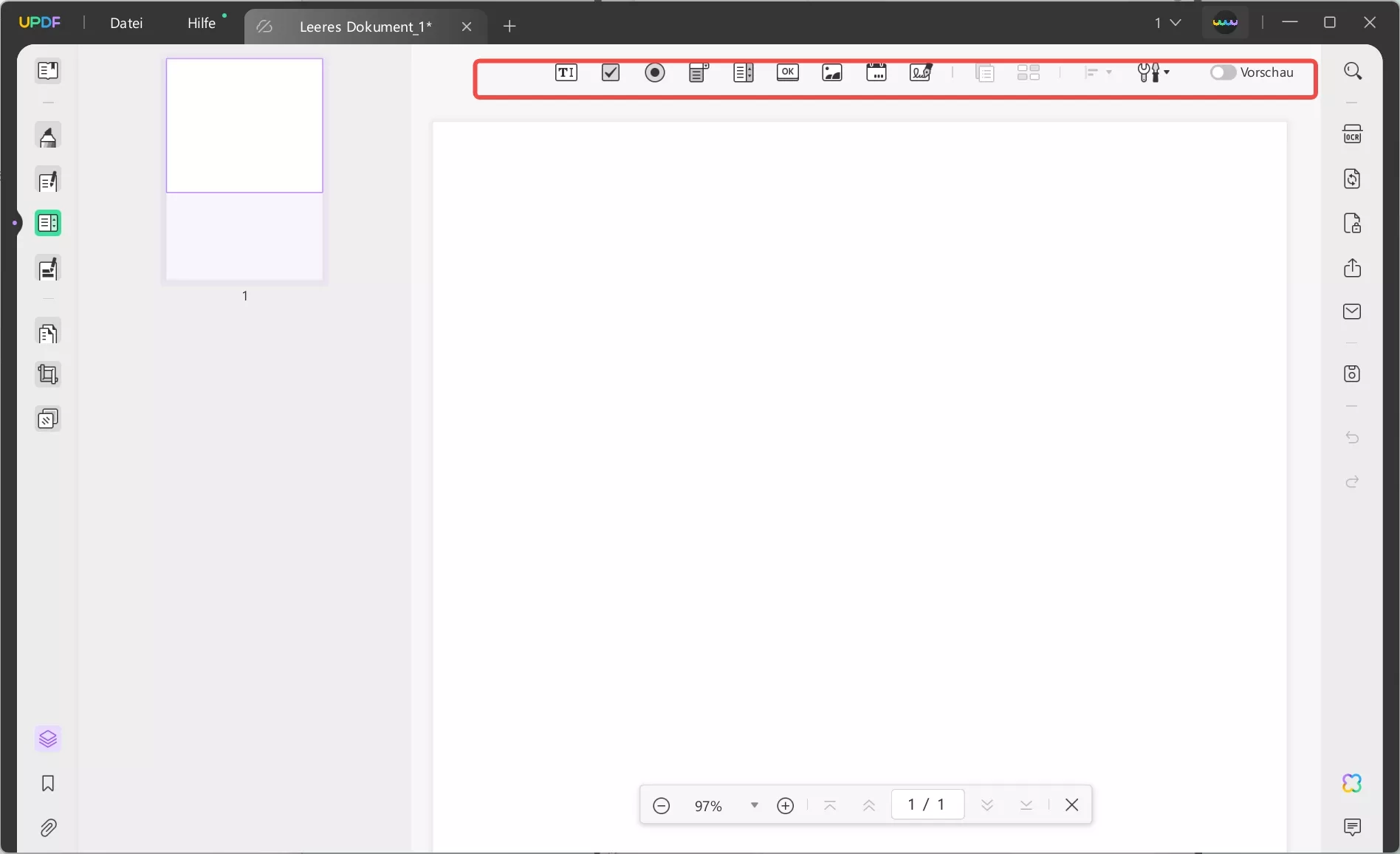 Das XFA-Formular kann nicht bearbeitet werden. Fügen Sie Ihrem Formular Felder hinzu.