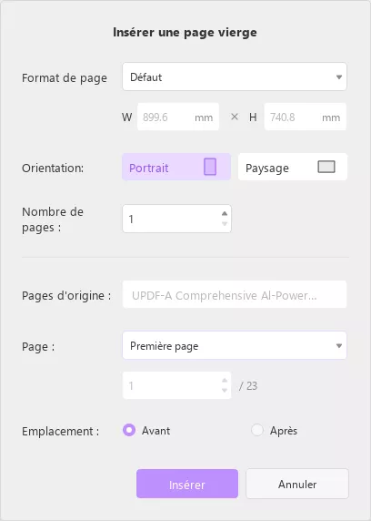ajouter une page blanche dans pdf