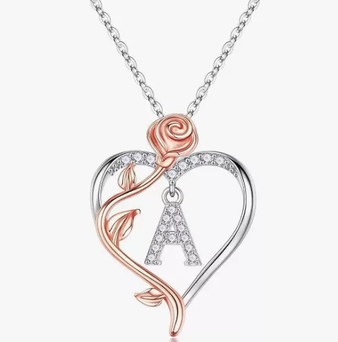 heart initial necklace