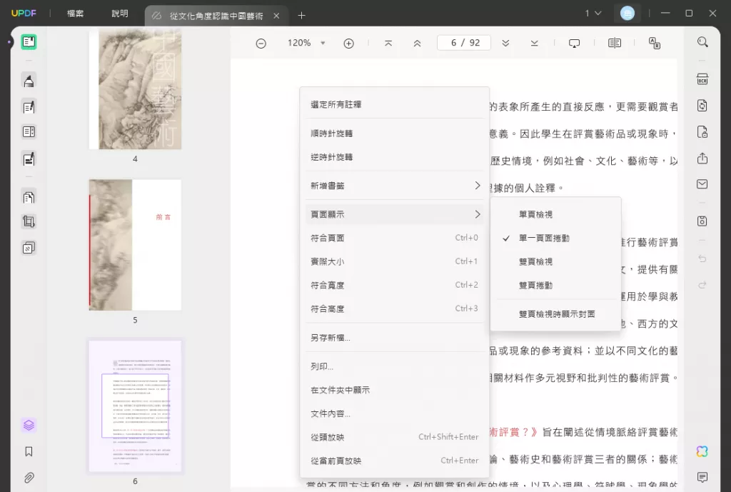 PDF閱讀模式