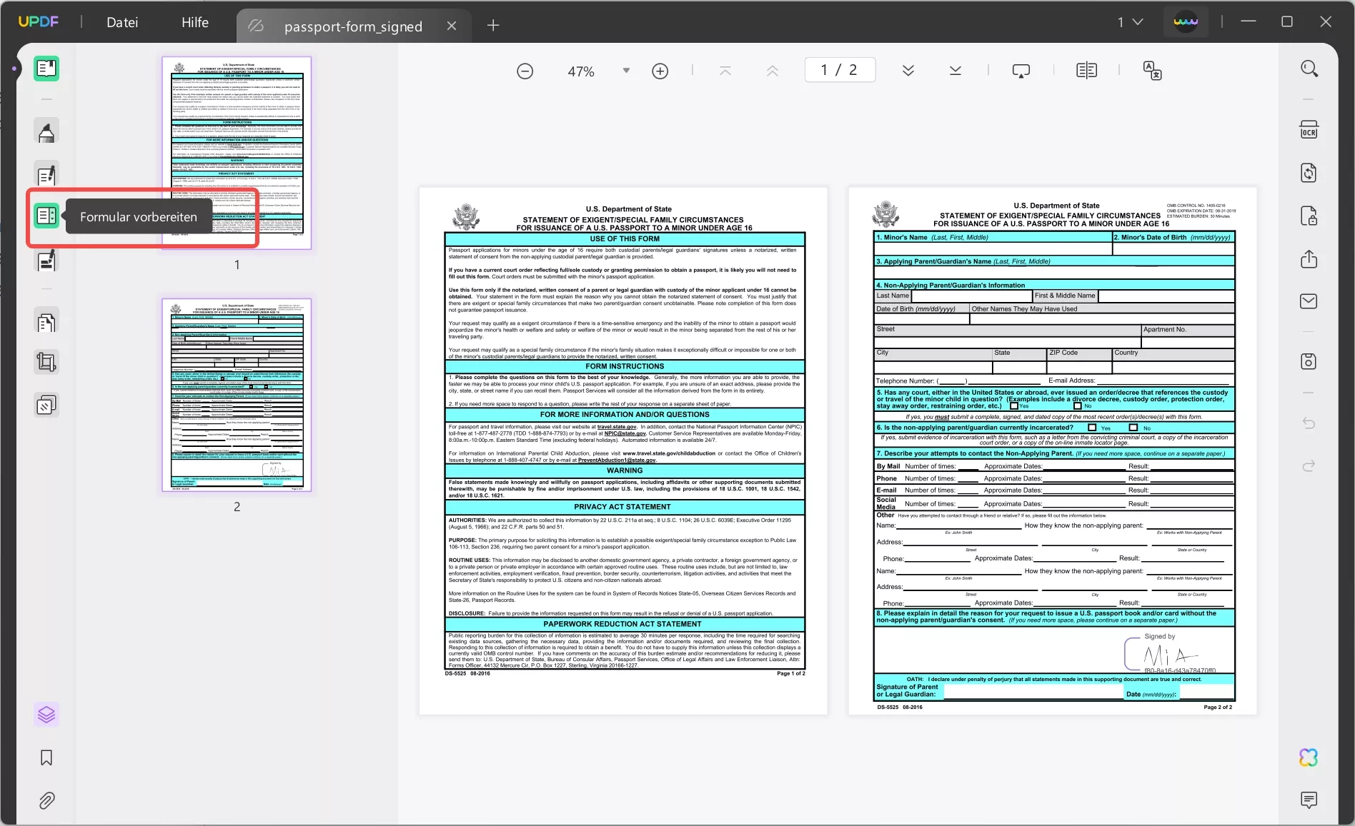 Erstellen eines ausfüllbaren PDFs in Adobe UPDF-Vorbereitungsformular