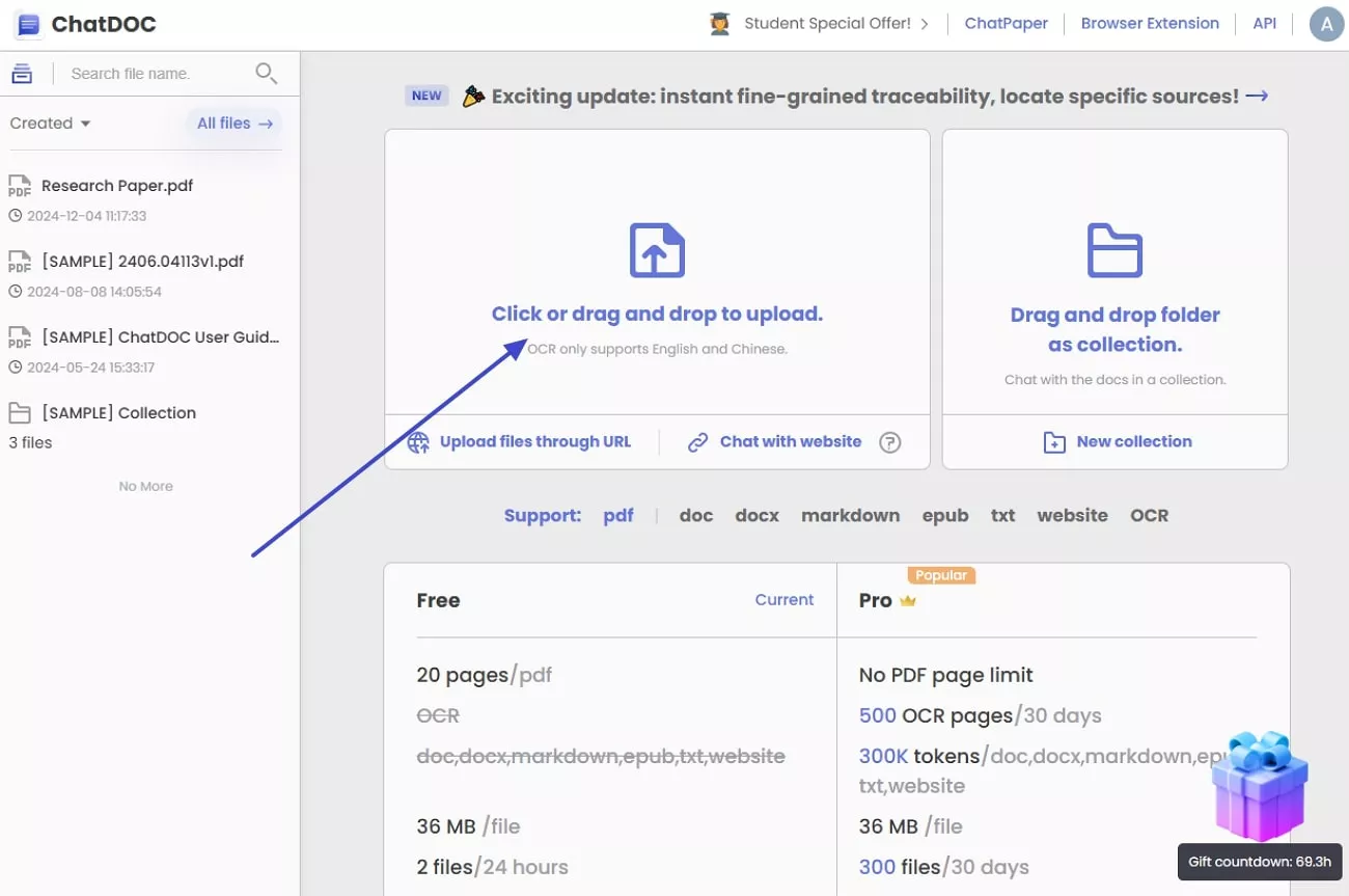 upload pdf in pdfchat