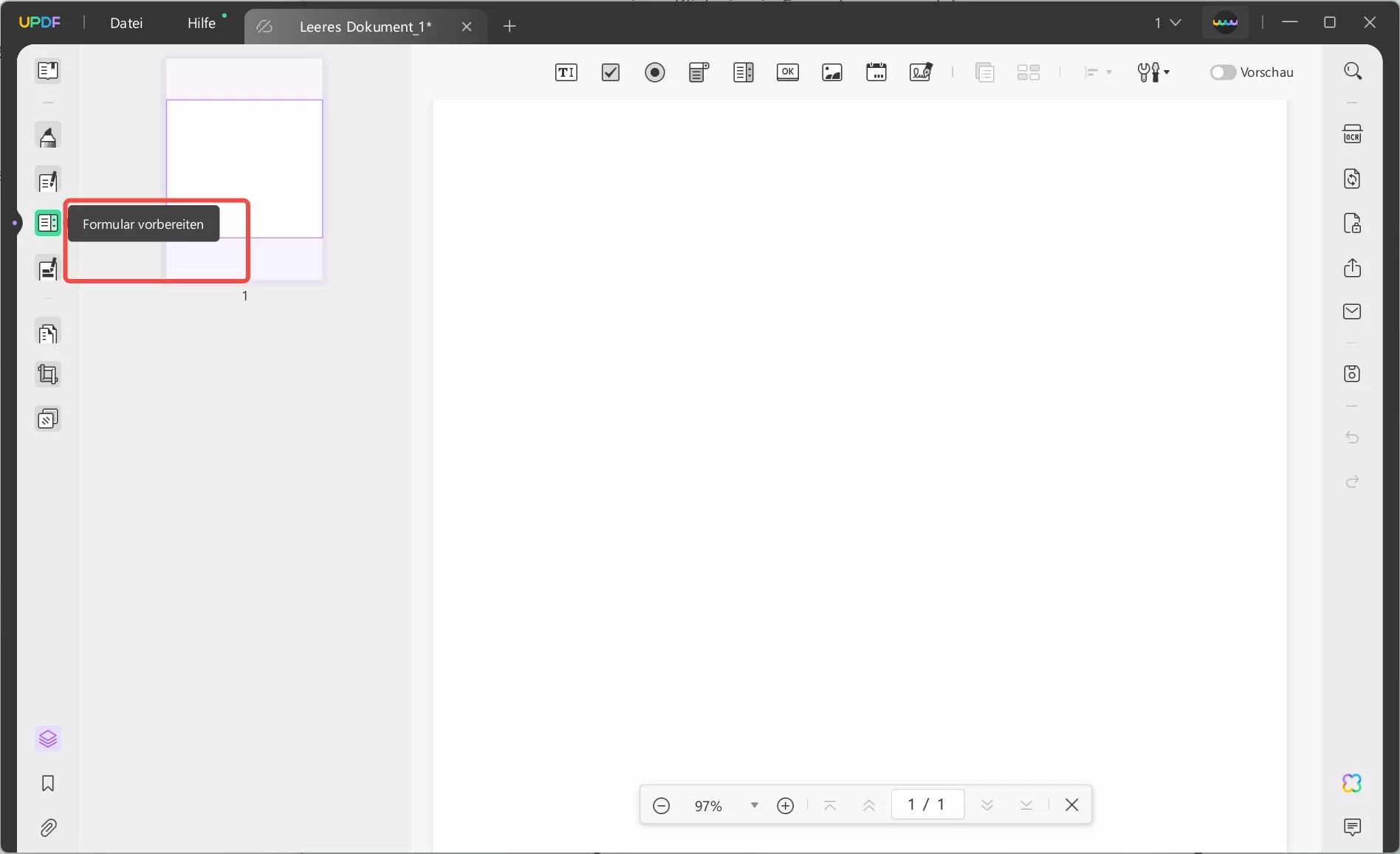XFA-Formular kann nicht bearbeitet werden. Formular vorbereiten