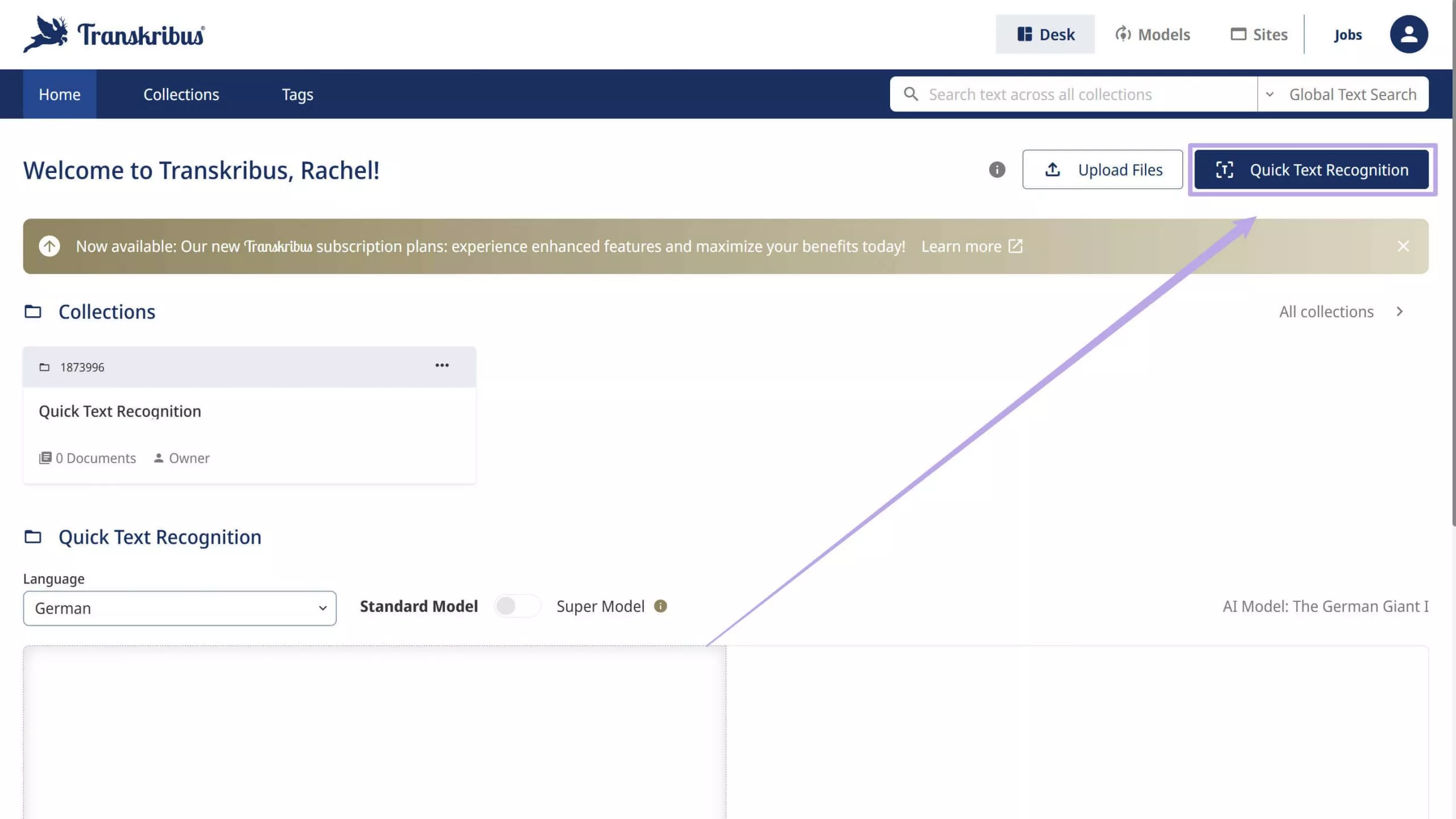 schnelle Texterkennung transkribus