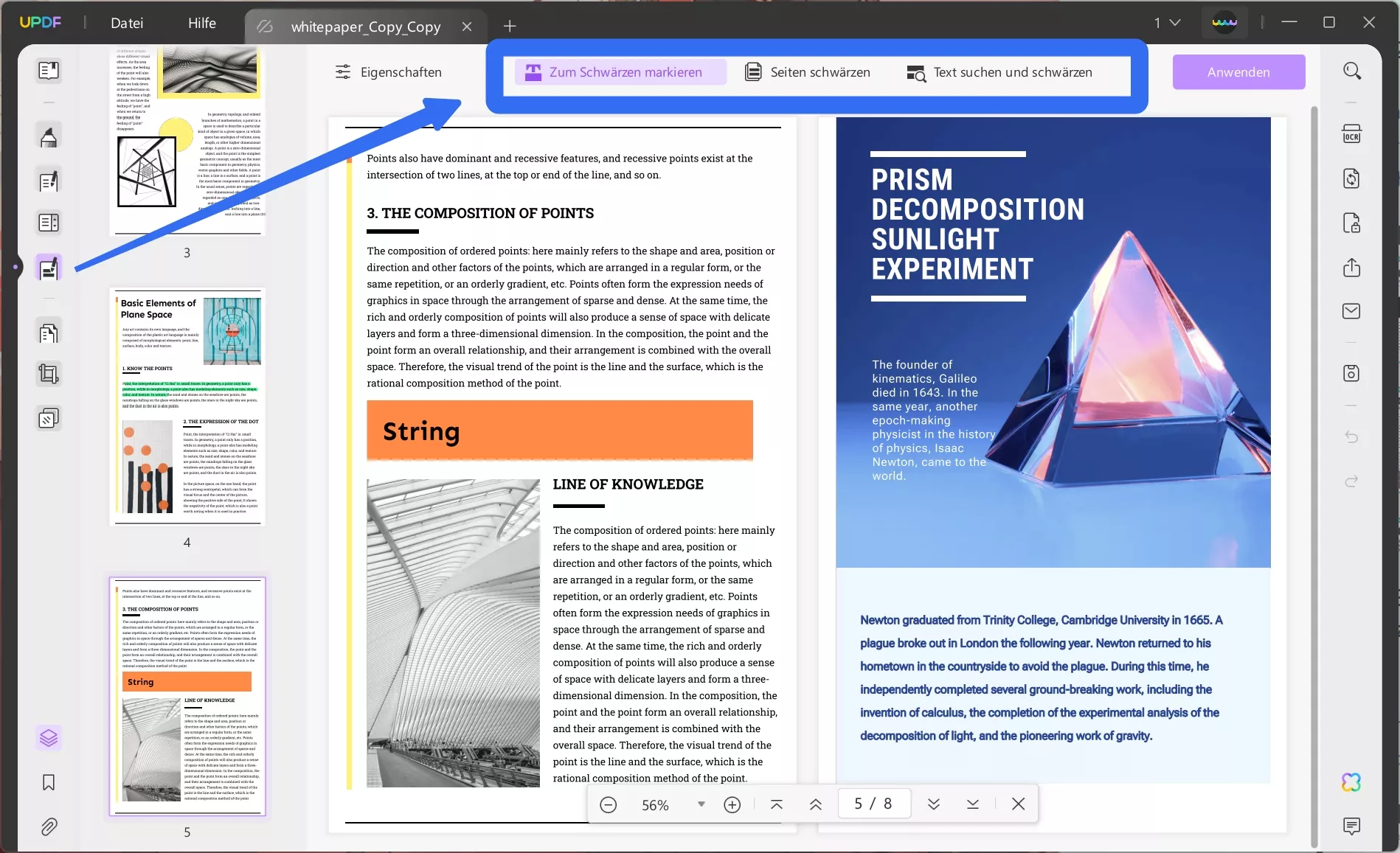 Schwärzungsmethode auswählen