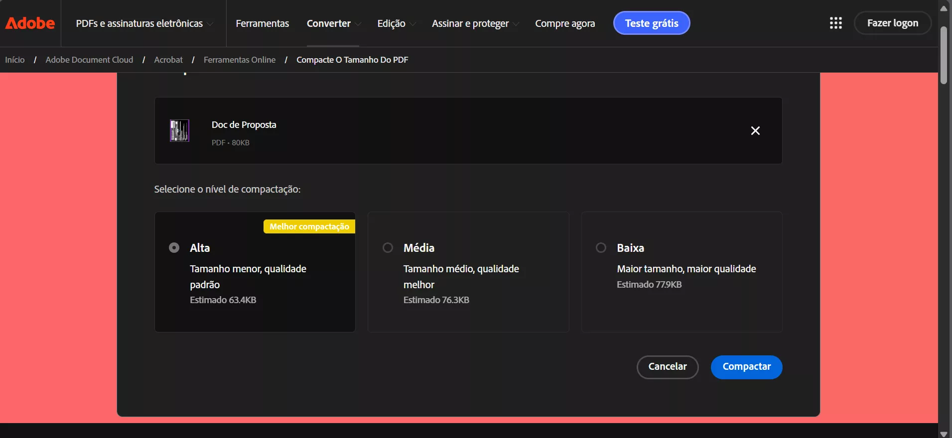 Comprimir PDF no Windows