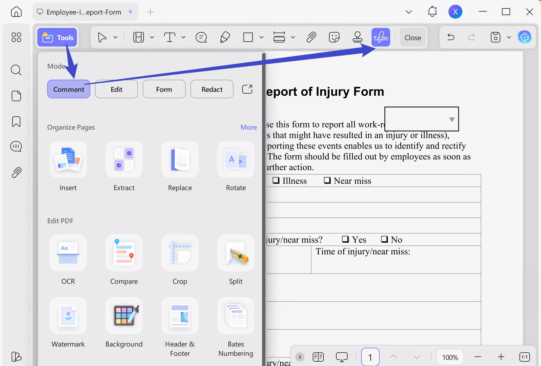 insert signature wherever required