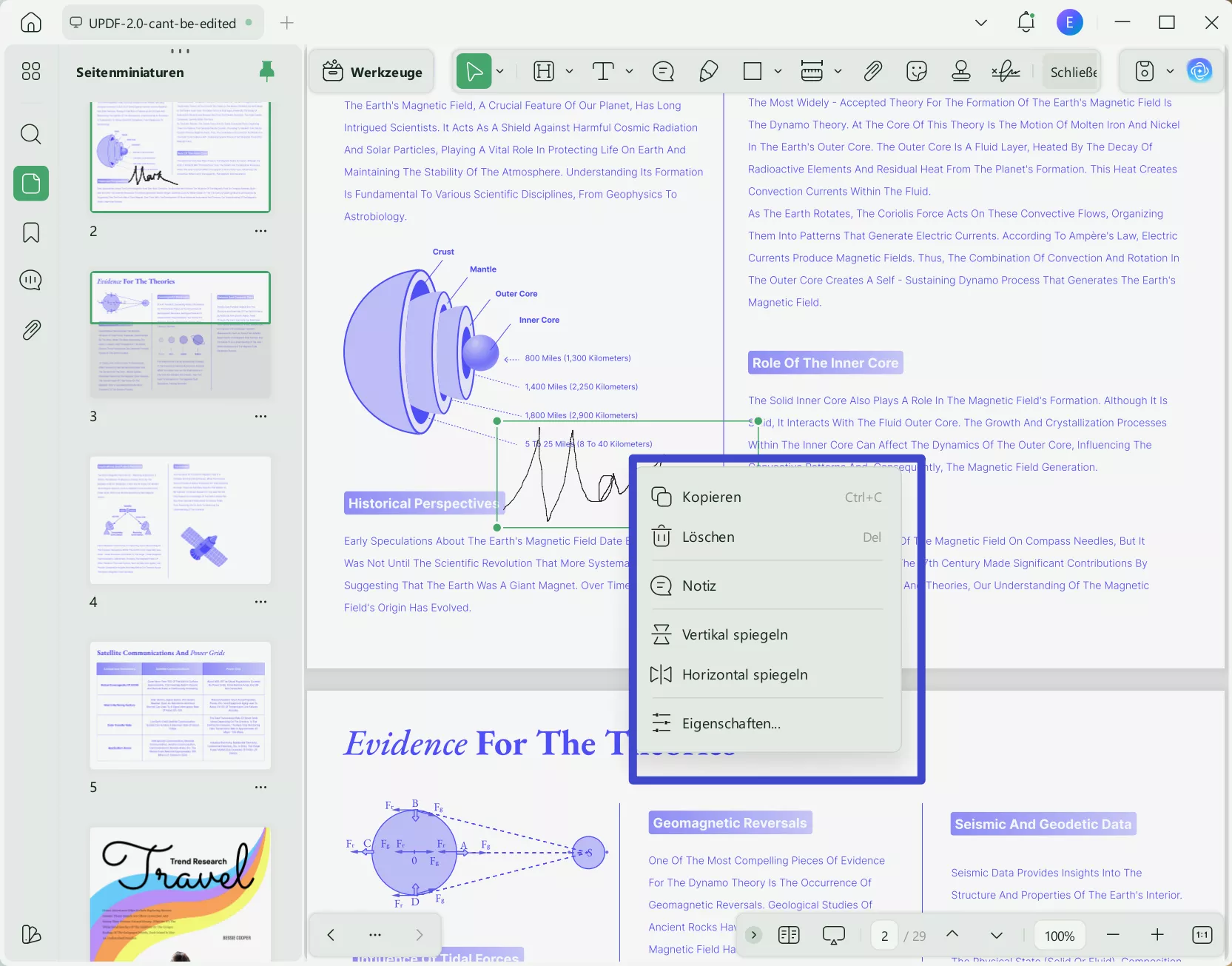 Löschen des handschriftlichen Textes