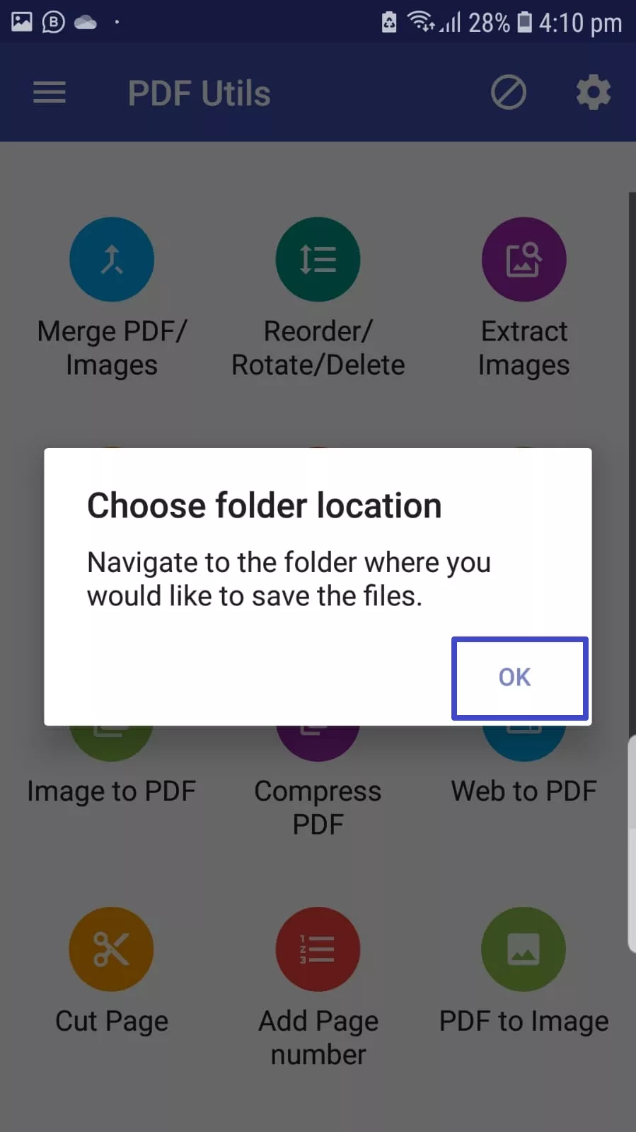 choose folder location and press ok
