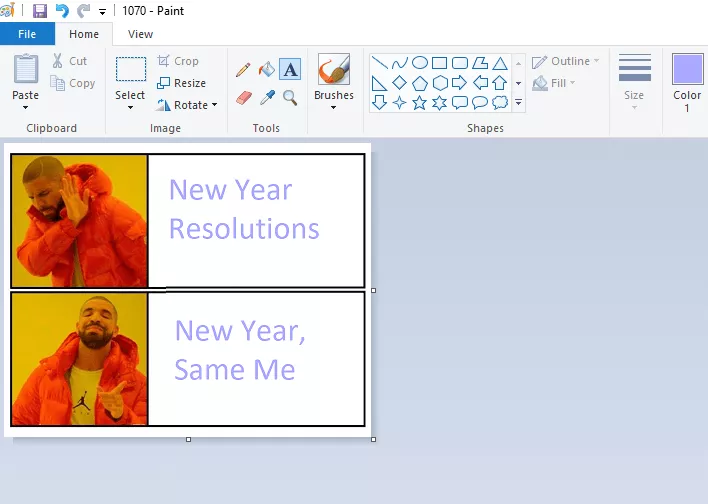 use an image editor to make happy new year memes