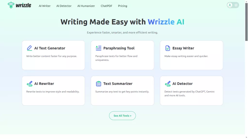 wrizzle ai インターフェース