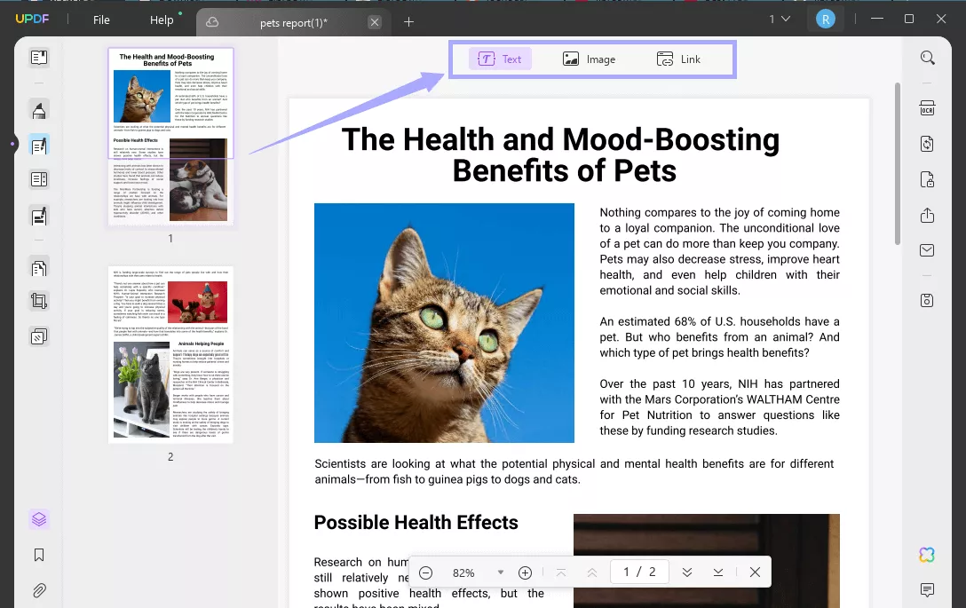 add new text, image, and link to pdf in updf