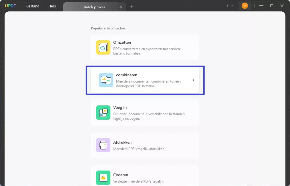 Zoek en gebruik de batch-combineertool
