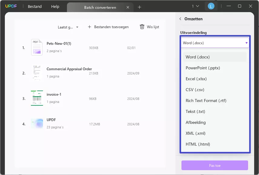meerdere pdf's naar word converteren