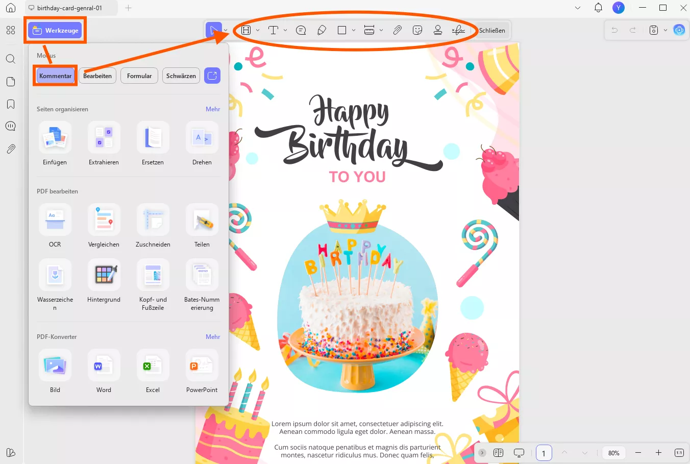 Bearbeiten Sie die Vorlage über UPDF