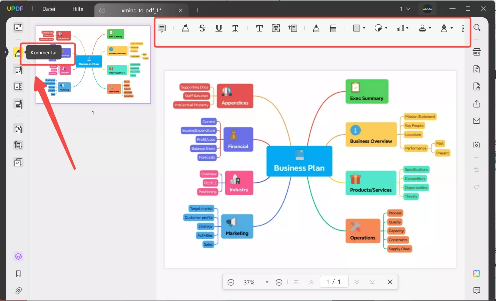 Anmerkungen innerhalb der UPDF-App hinzufügen
