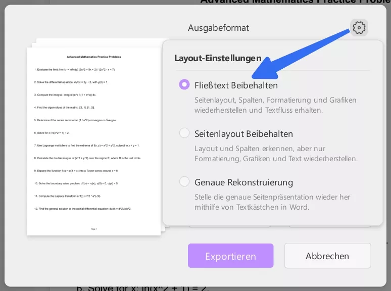 Fließtext in UPDF beibehalten