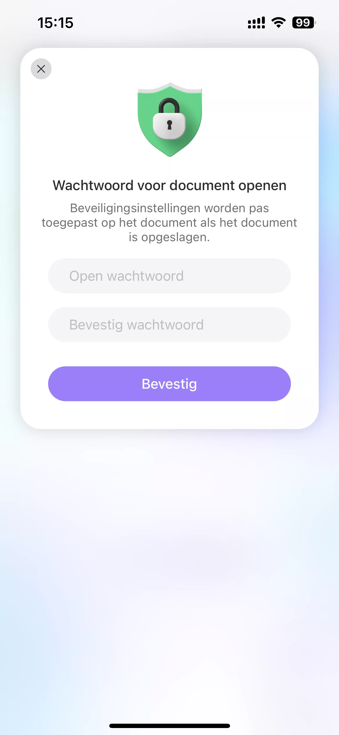 wachtwoord aanmaken voor pdf met updf voor ios