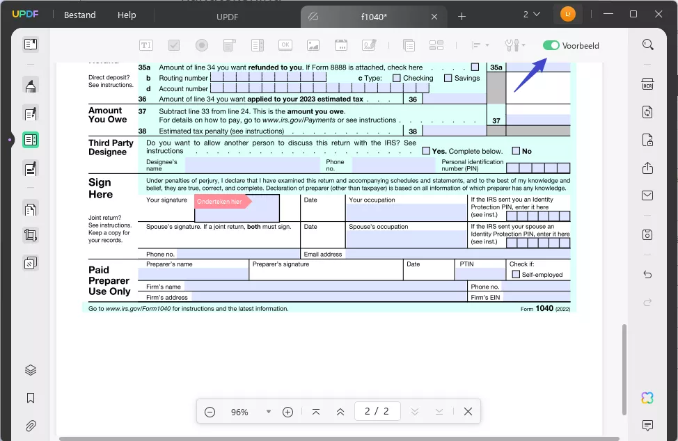 schakel de preview-optie updf windows in