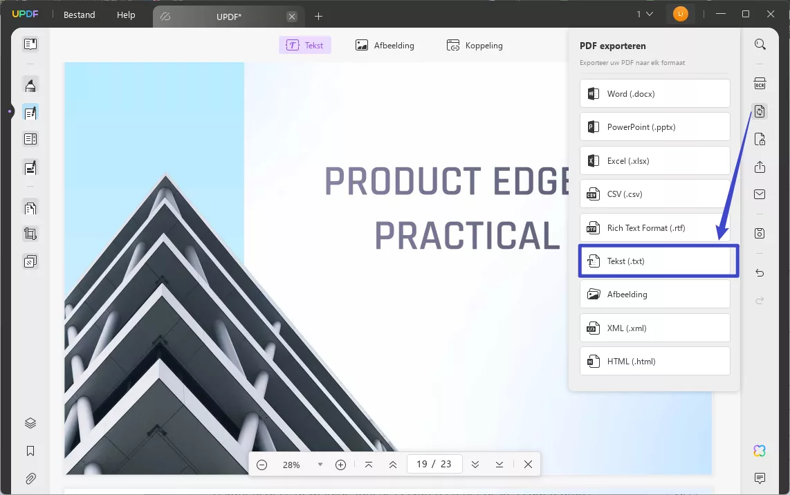txt naar pdf exporteren