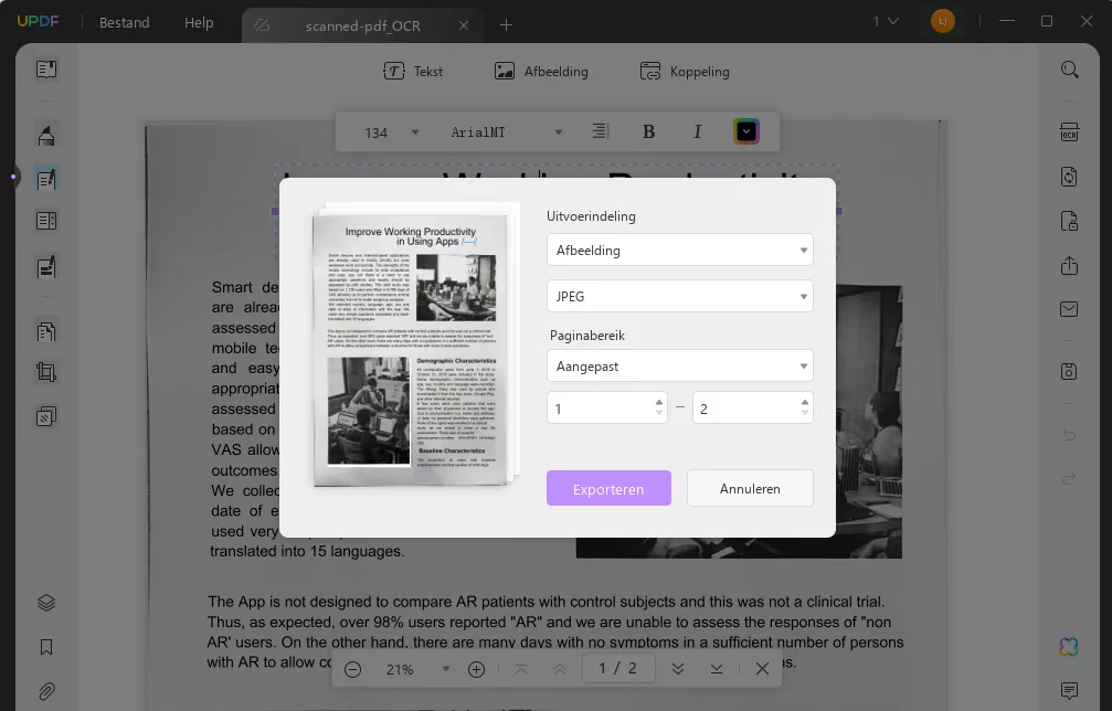 tekst op afbeelding bewerken pdf naar jpg