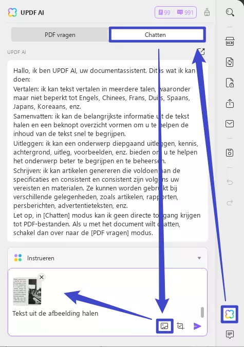 Extract text from the image with updf ai on windows