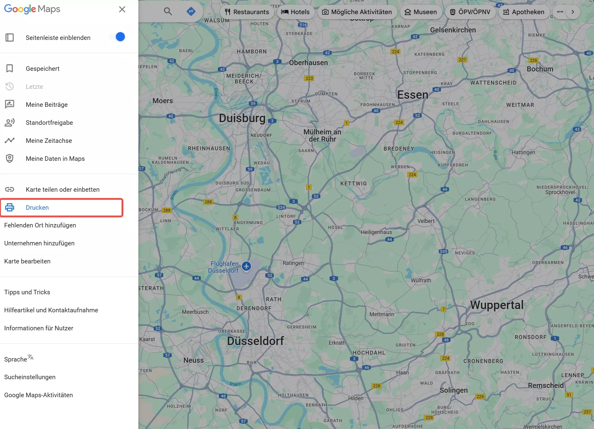 Wählen Sie „Drucken“ aus dem Dropdown-Menü.