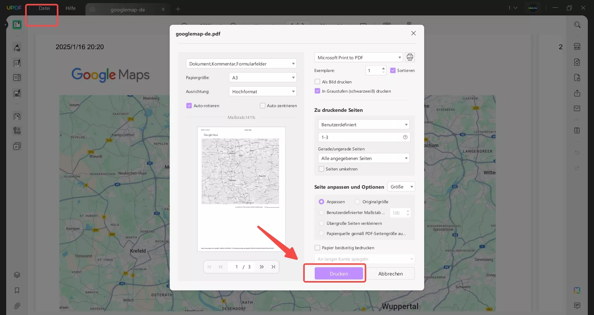 print google map pdf