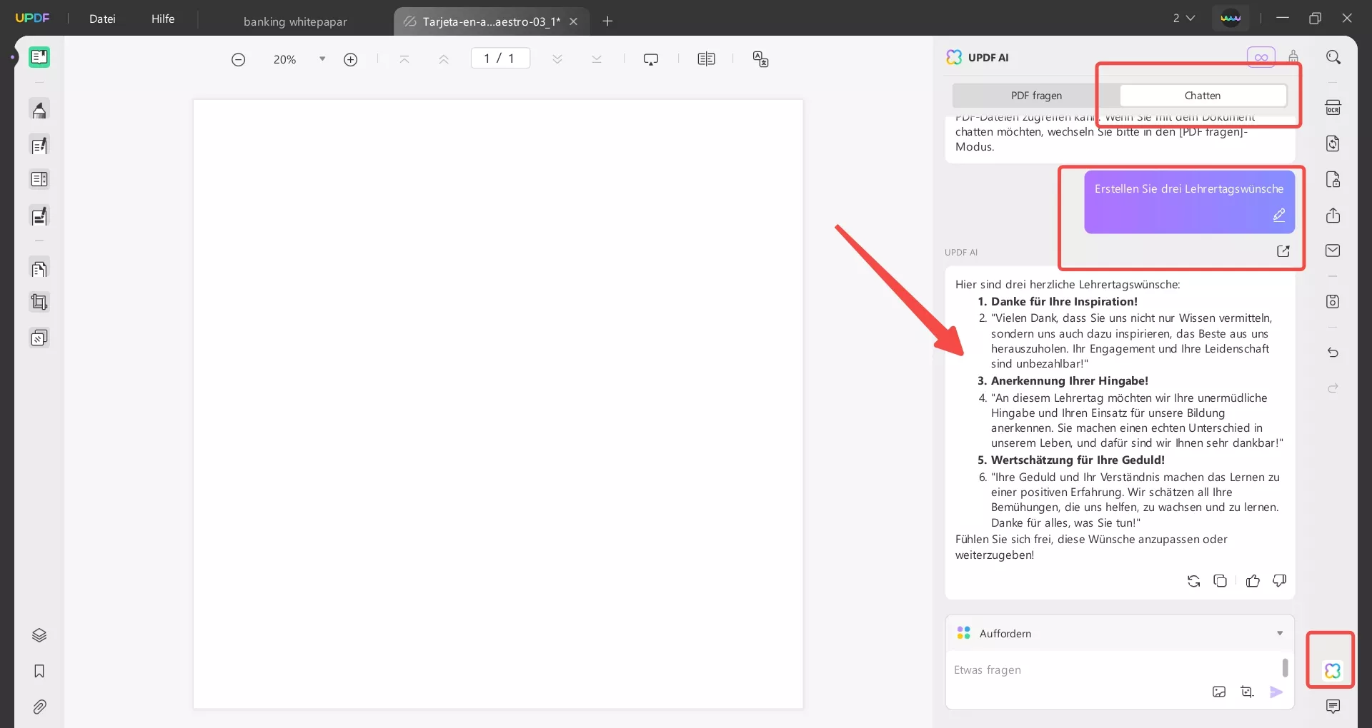 Lehrertagsbotschaft für Lehrer UPDF AI