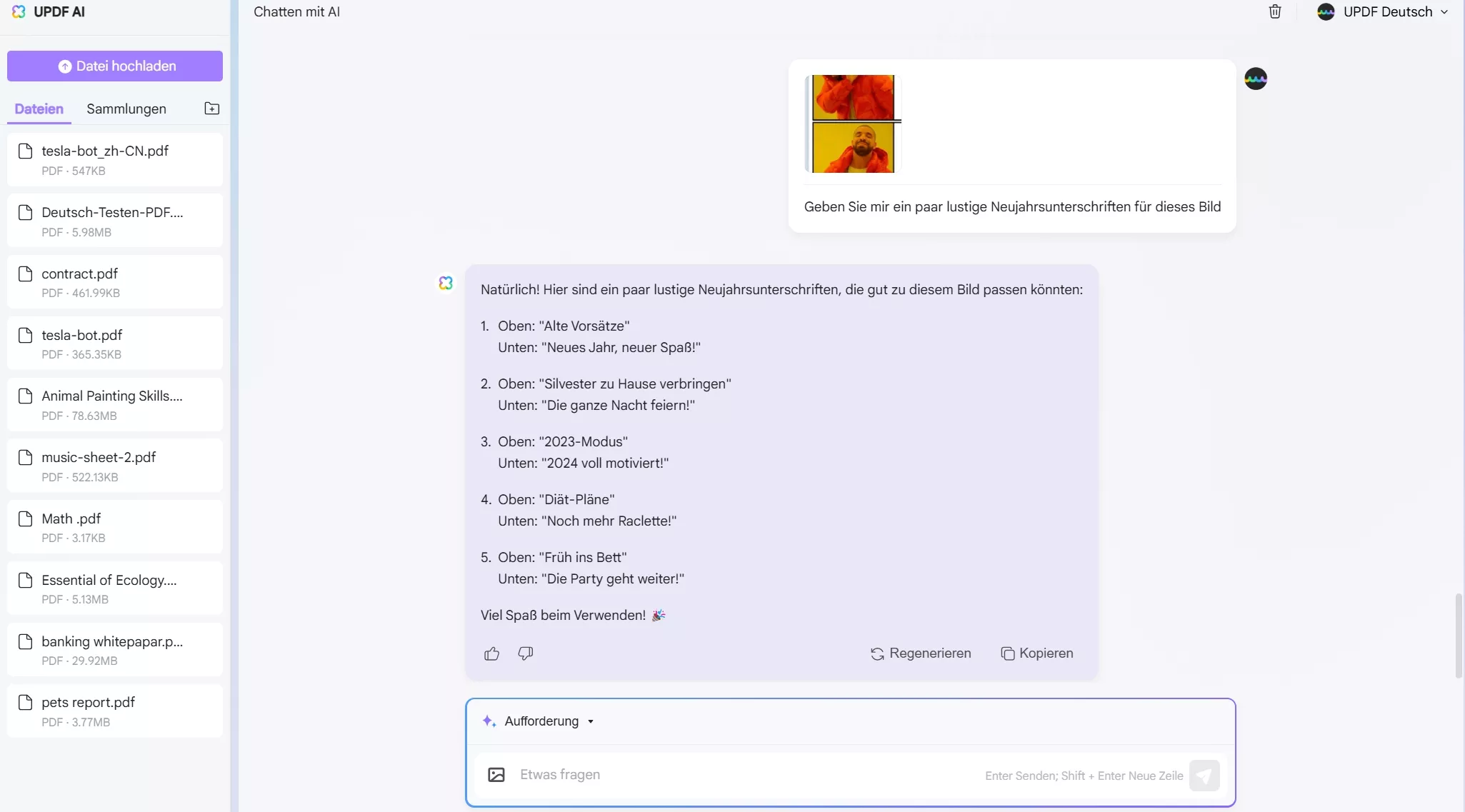 Erstellen Sie lustige Neujahrsmemes mit UPDF AI online
