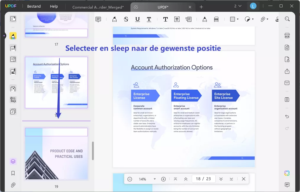 sleep naar de gewenste positie