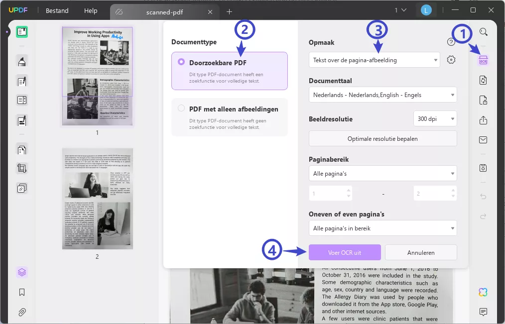 perform ocr to extract text from scanned PDF with UPDF