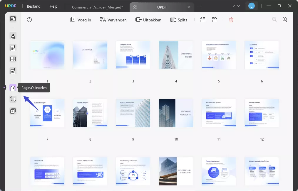 Pagina's organiseren