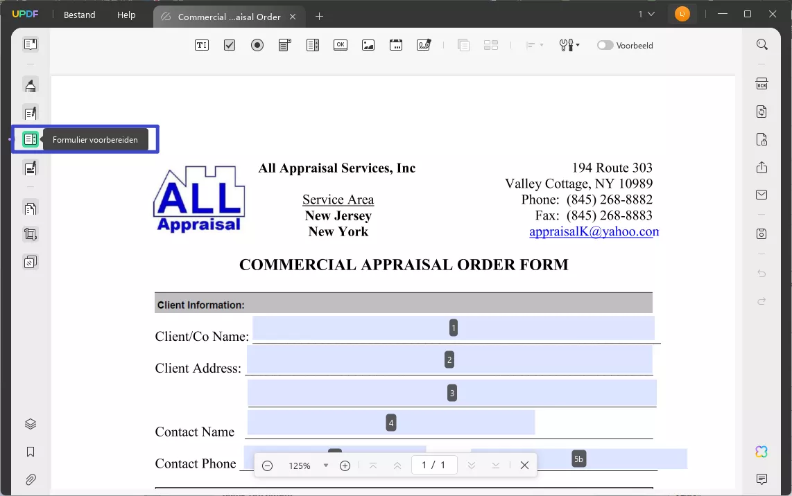 click on prepare form updf windows