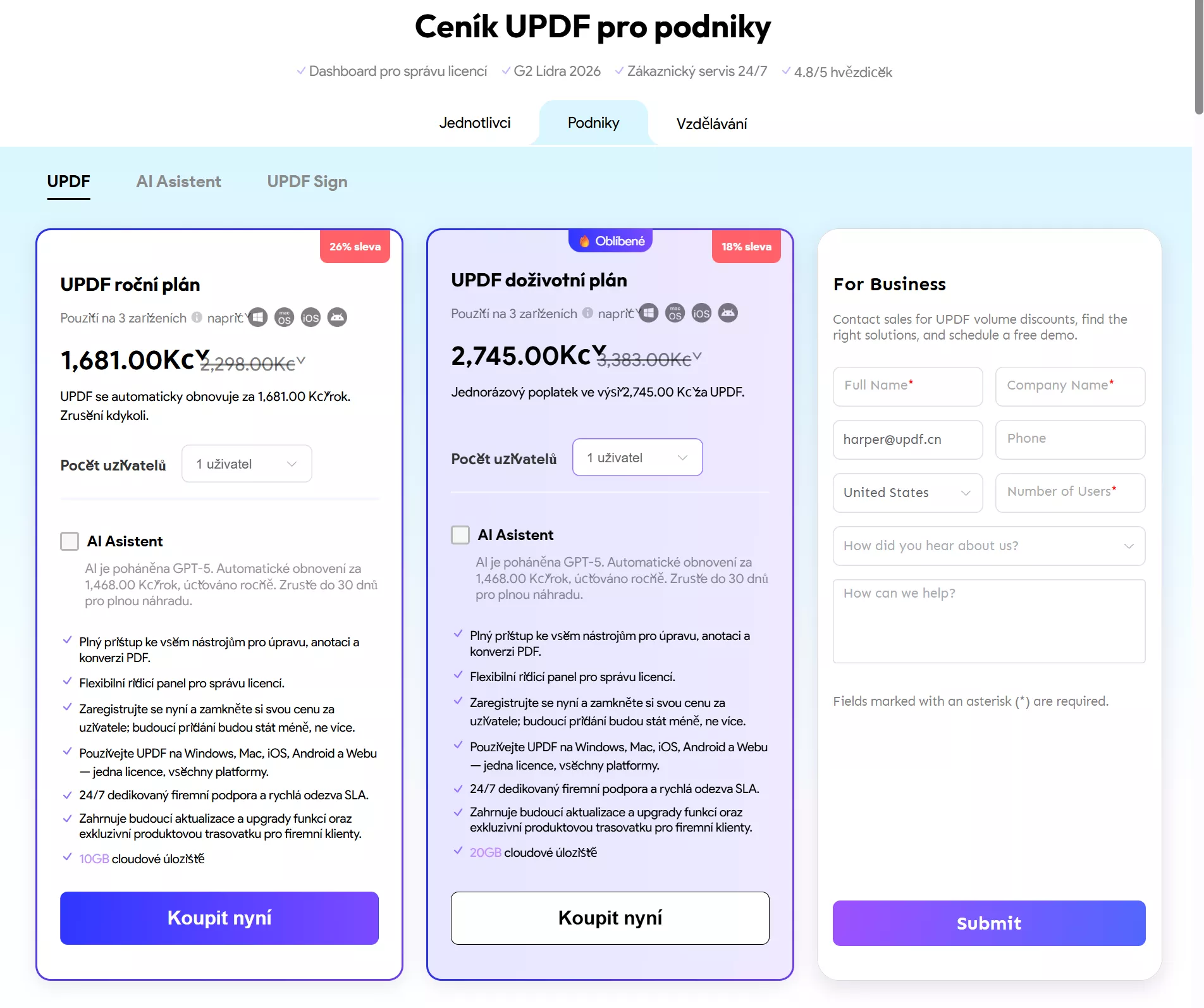 Podnikový plán UPDF