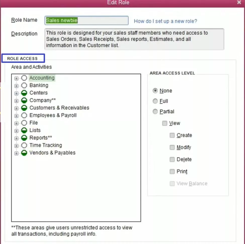 change role access quickbooks