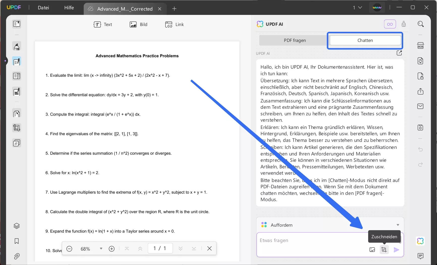 Screenshot der Gleichung im PDF mit UPDF AI