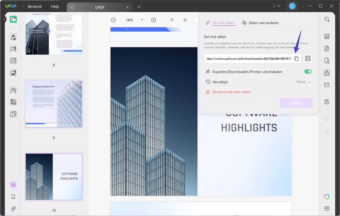 maak url voor pdf en kopieer link