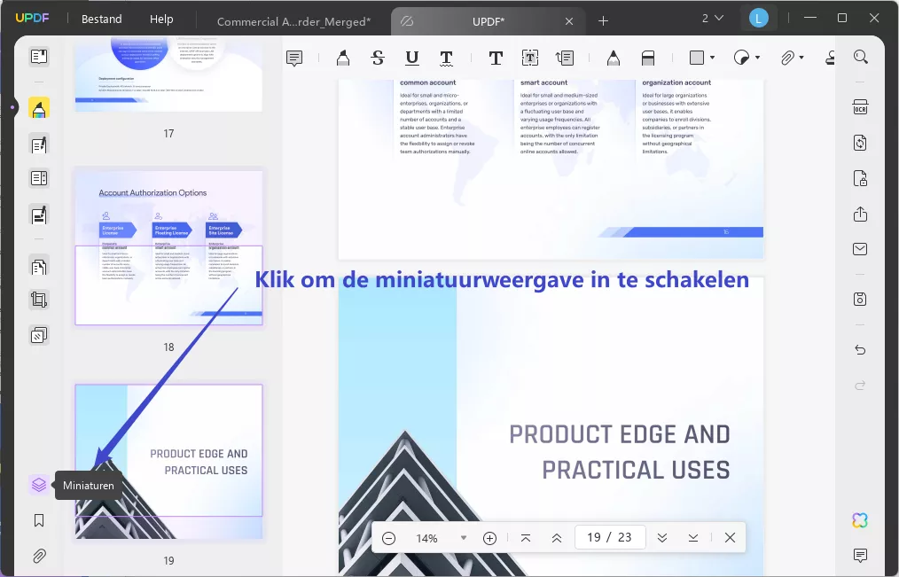 Pagina's ordenen in de miniatuurweergave