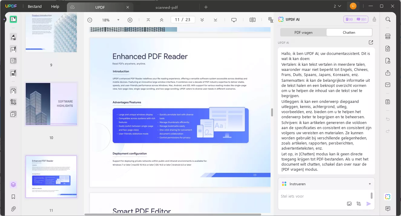 chatpdf versus updf ai sunnmarize pdf