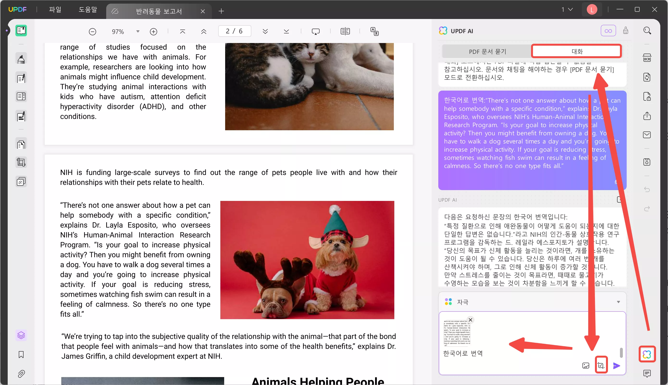 Windows에서 UPDF로 스크린샷으로 번역