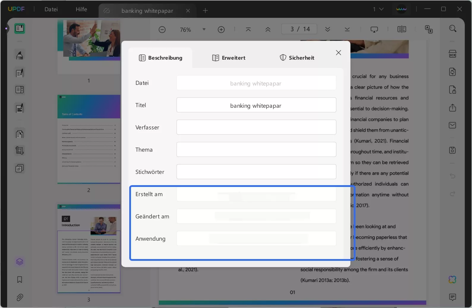 Details zur PDF-Erstellung und -Änderung in UPDF anzeigen