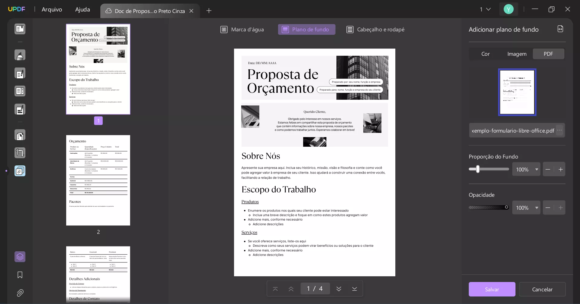 Como Adicionar Plano de Fundo em um PDF