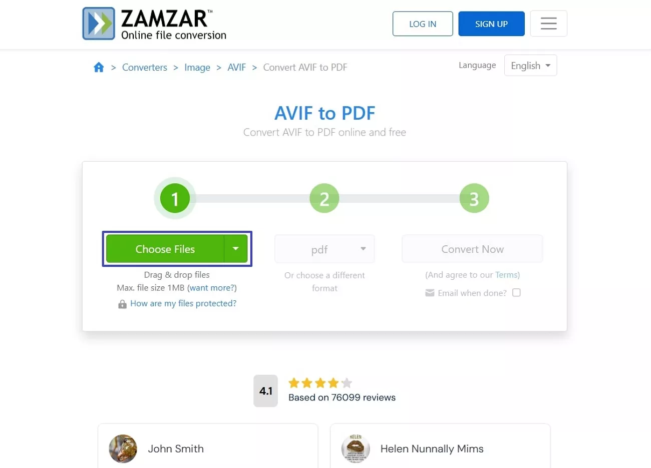 Dateien in Zamzar hinzufügen