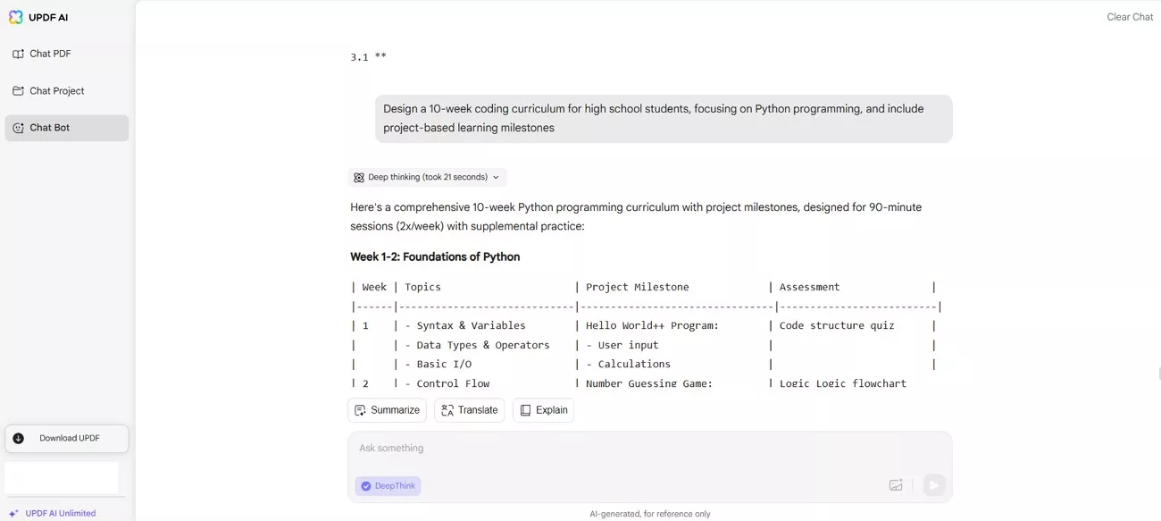 prompts for teachers with updf ai