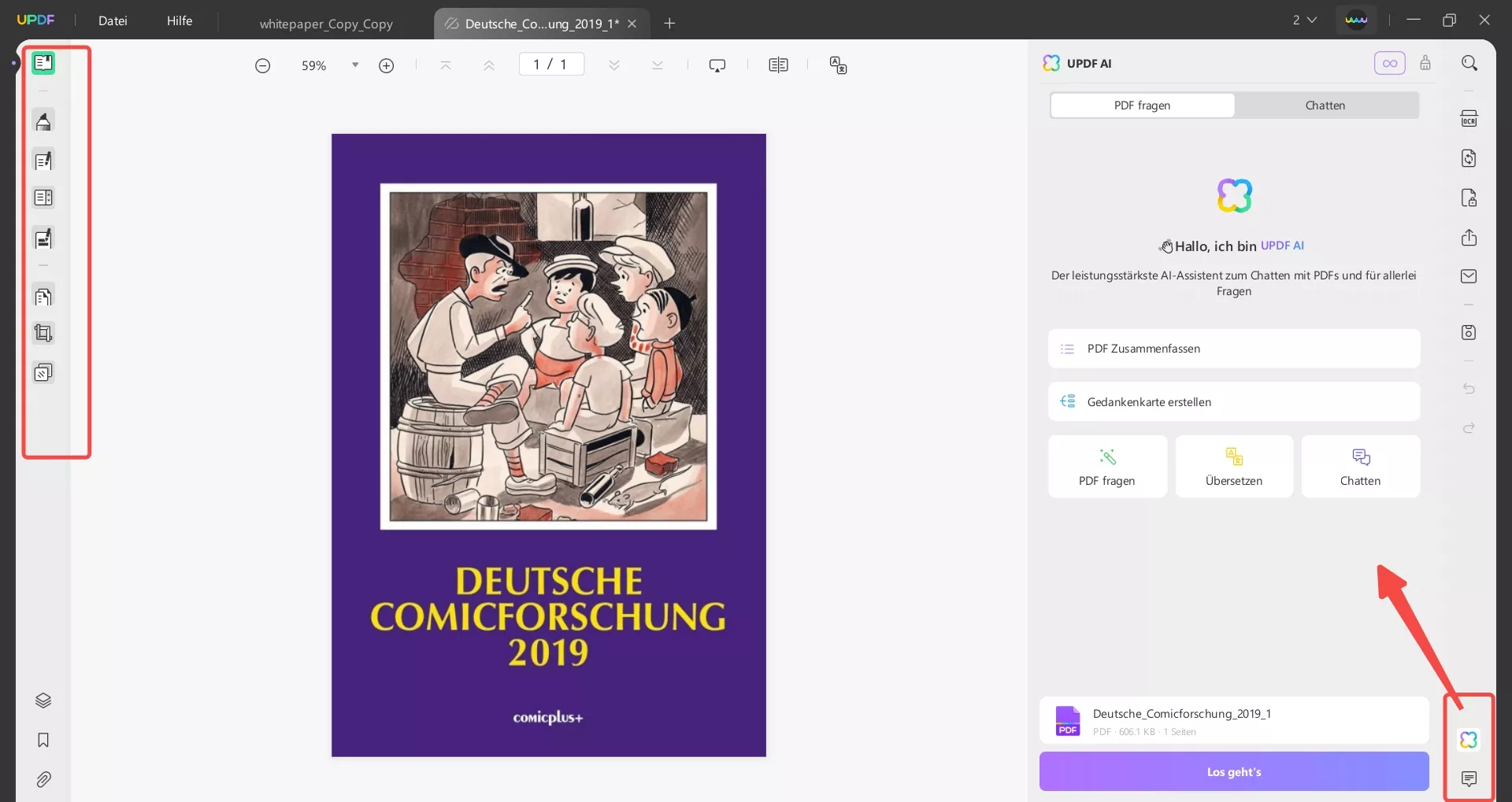 updf-Schnittstelle und PDF-Comic